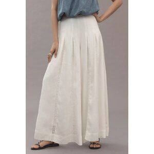 By Anthropologie Linen Blend Pleated Wide-Leg Pants 8